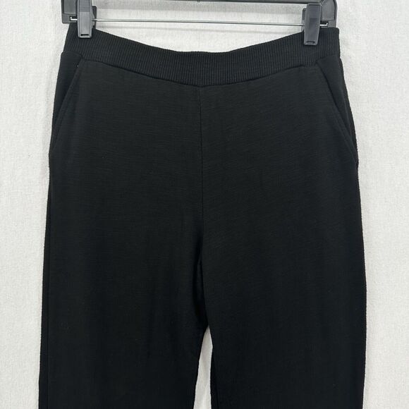 Monrow Pants Womens Small SuperSoft Straight Black Knit Pull On Split Hems Cozy - Picture 3 of 12